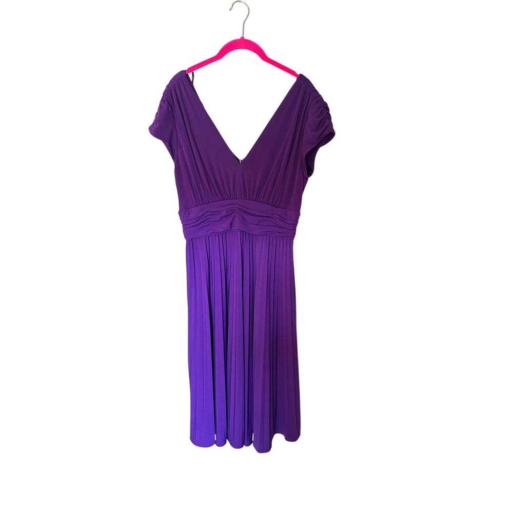 SUZI CHIN for Maggy Boutique Ruched A Line Dress Womens Sz 12 Purple Wedding